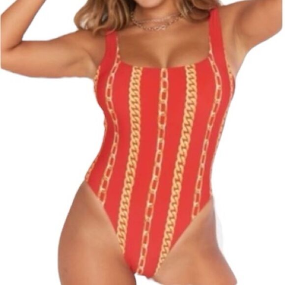 Show Me Your MuMu Red Italia Off The Chain One Piece Swimsuit - Picture 2 of 3